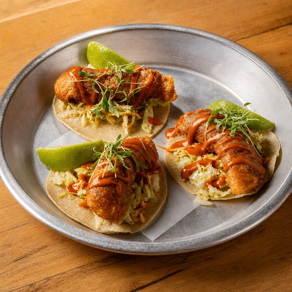 Tempura Beer Battered Fish Taco.